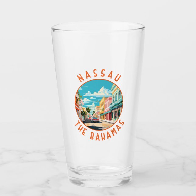 Nassau Bahamas Travel Art Vintage Glass (Front)