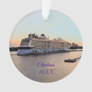 Nassau Harbour with Cruise Ship Dated Personalised Ornament