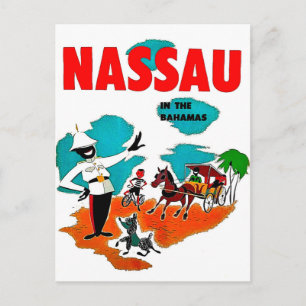 Nassau in the Bahamas, vintage travel Postcard
