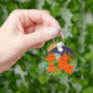 Nasturtium Bloom - Botanical Pastel Key Ring