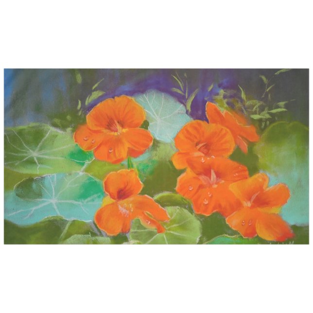 Nasturtium Bloom - Botanical Pastel Tablecloth (Front (Horizontal))