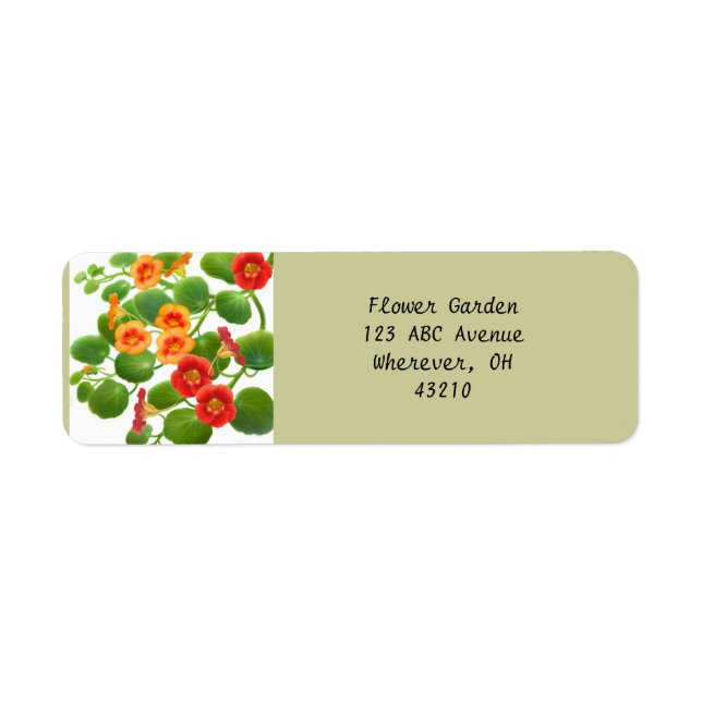 Nasturtium Flower Garden Customisable Labels (Front)