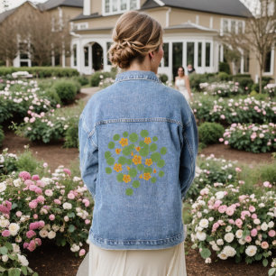 Nasturtium Flower Illustration Vintage Nature Denim Jacket