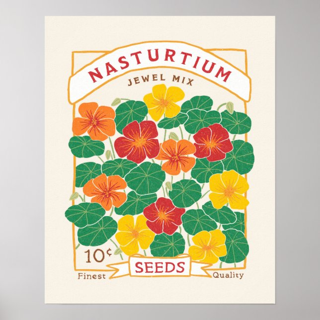 Nasturtium Flower Seed Packet Poster (Front)