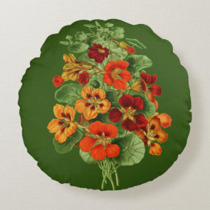 Nasturtium Flowers Round Cushion