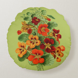 Nasturtium Flowers Round Cushion