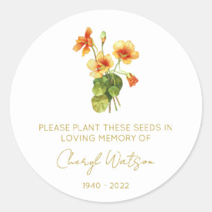 Nasturtium   Simple Memorial Seed Packet Classic Round Sticker