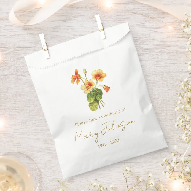 Nasturtium | Simple Seed packet Funeral  Favour Bags (Clipped)