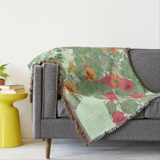 Nasturtiums | Antique Lithograph 1896 Throw Blanket