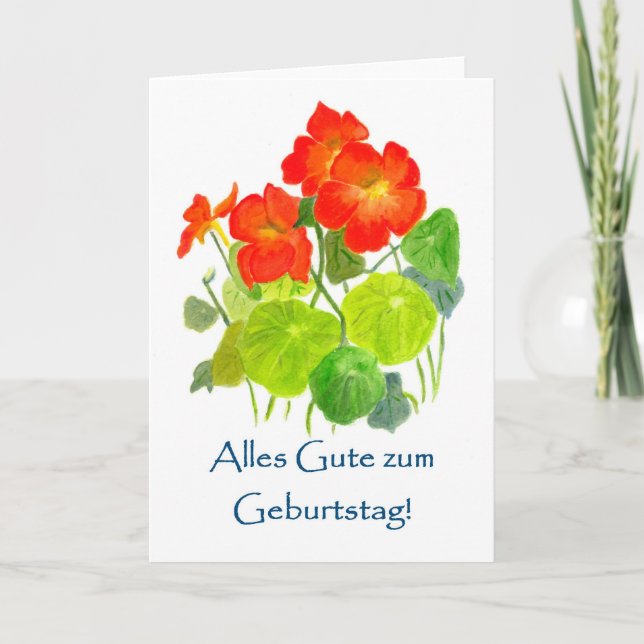 Nasturtiums Birthday Card - German Greeting (Front)