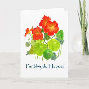 Nasturtiums Birthday Card - Welsh Greeting
