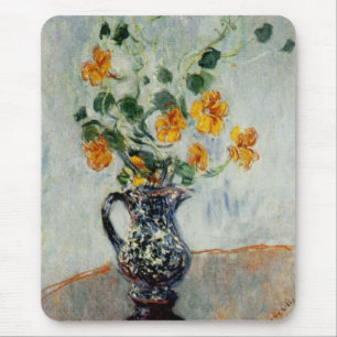 Nasturtiums in a Blue Vase by Monet Mouse Pad