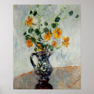 Nasturtiums in a Blue Vase by Monet Poster