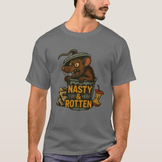 Nasty and Rotten rat in garbage can graphic T-Shirt