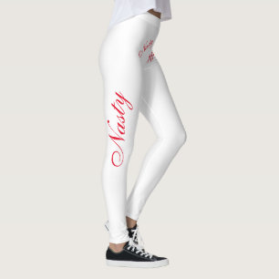 nasty in red on white leggings