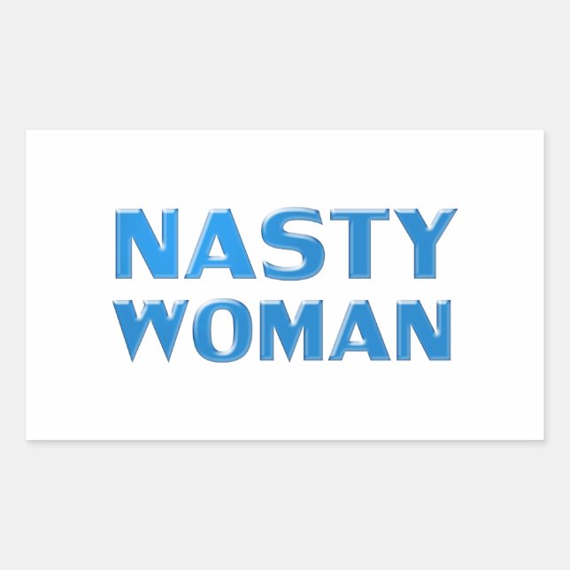 "nasty woman" blue letters, white background rectangular sticker (Front)