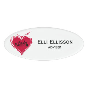 NASTY WOMAN red art HEART + your name Tag
