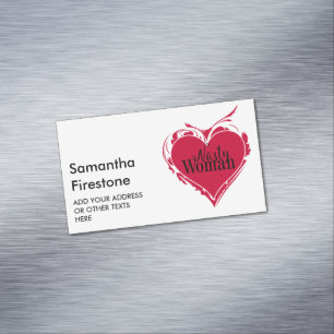 NASTY WOMAN red art HEART + your text Magnetic Business Card