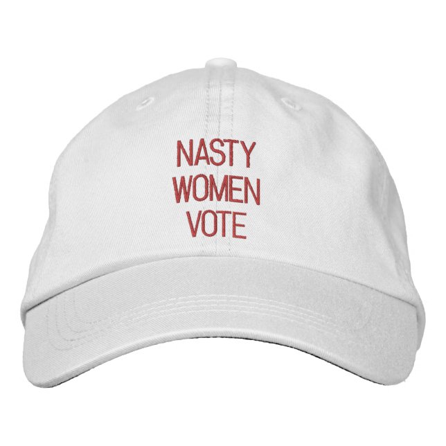 Nasty Woman Vote hot pink fuchsia custom modern Embroidered Hat (Front)