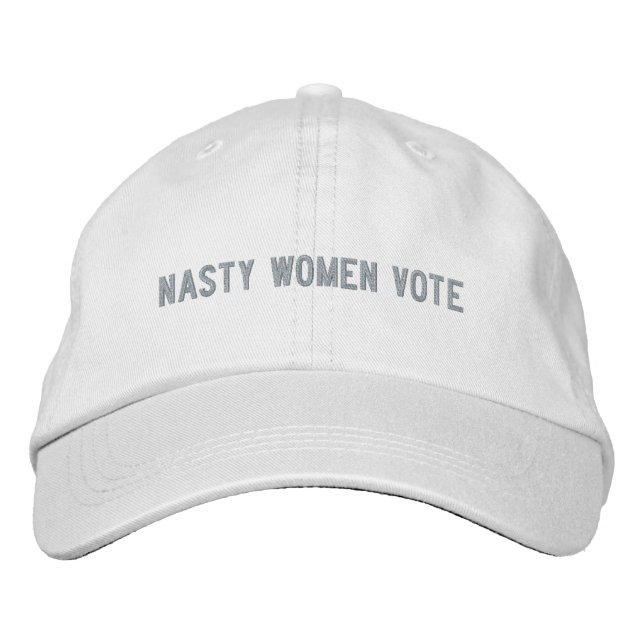 Nasty women vote pink custom text modern embroidered hat (Front)