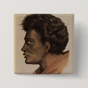 Natai, a Maori chief from Bream Bay, New Zealand 15 Cm Square Badge
