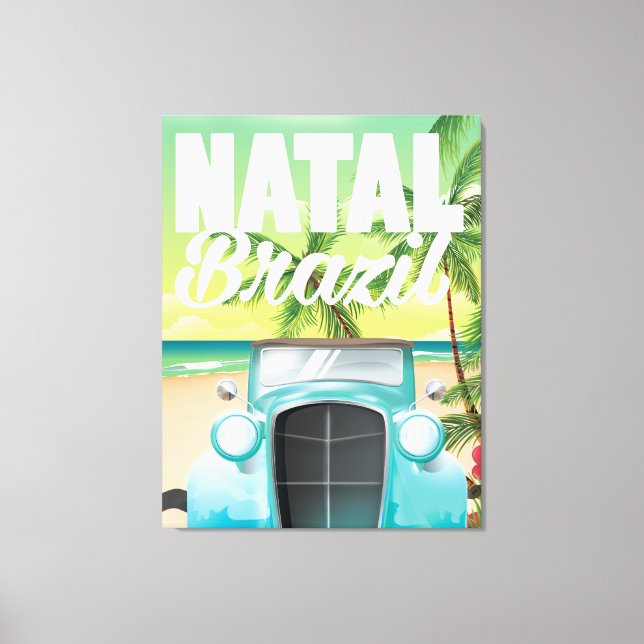 Natal Brazil Vintage automobile travel poster Canvas Print (Front)