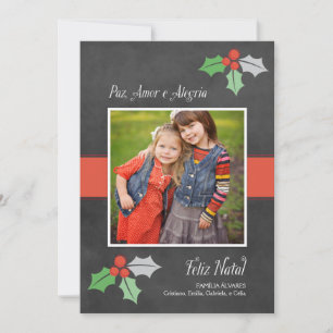 Natal Cartão Fotográfico Paz Amor e Alegria Holiday Card