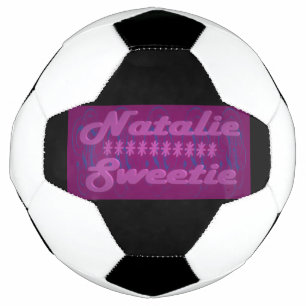 Natalie Sweetie colour dark purple with text Soccer Ball