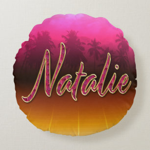 Natalie Vorname Name golden pink Kissen Round Cushion