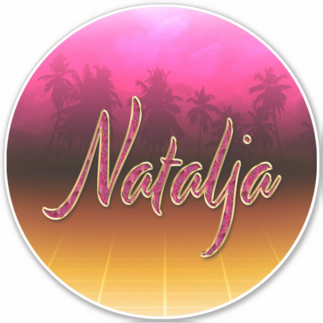 Natalja First Name Golden pink sticker (Front)