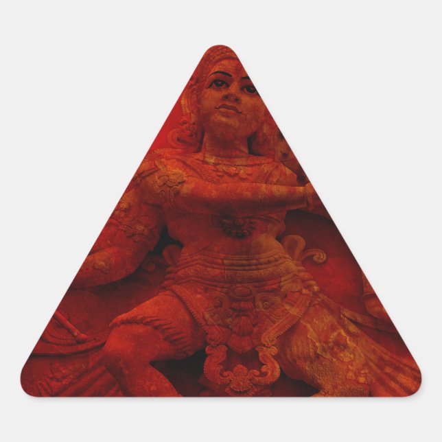 Nataraj Dancing Shiva Wall Relief Statue Red Grung Triangle Sticker (Front)