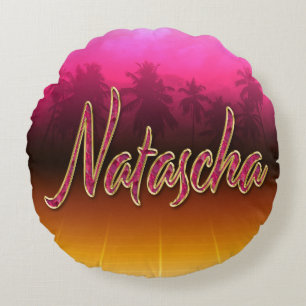 Natascha Vorname Name golden pink Kissen Round Cushion