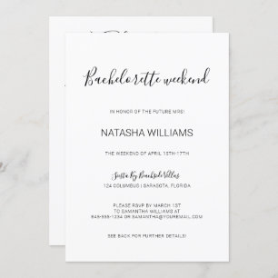 Natasha Chic Bachelorette Weekend with Itinerary Invitation