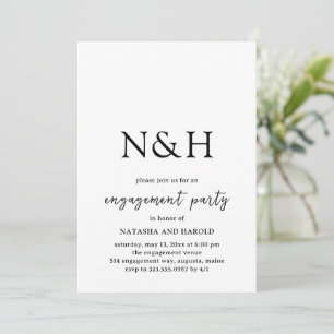 Natasha Monogram Modern Engagement Party Invitation