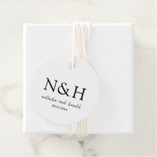 Natasha Monogram Modern Wedding Favour Tags