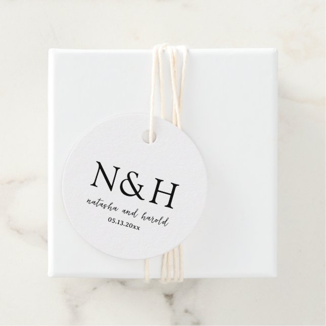 Natasha Monogram Modern Wedding Favour Tags (In Situ)