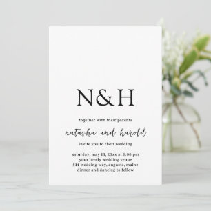 Natasha Monogram Modern Wedding Invitation