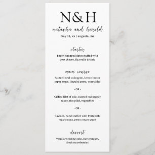 Natasha Monogram Modern Wedding Menu