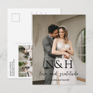 Natasha Monogram Modern Wedding Thank You Postcard