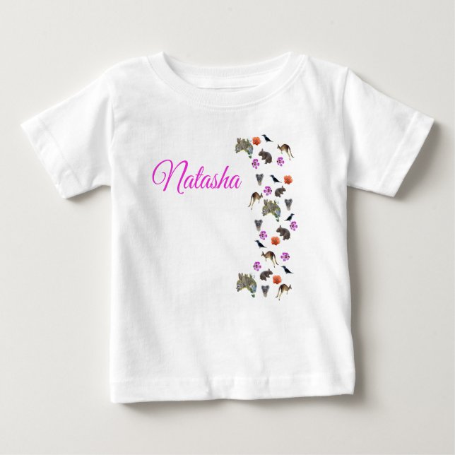 Natasha, Name With Australian Wildlife,   Baby T-Shirt (Front)