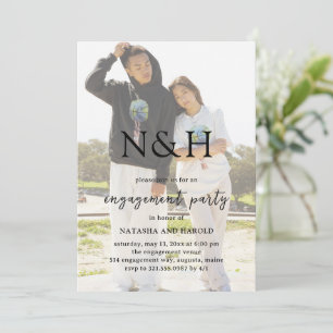 Natasha Photo Monogram Modern Engagement Party Invitation