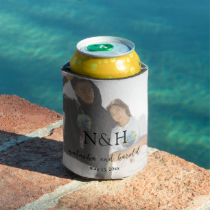 Natasha Photo Monogram Modern Wedding Can Cooler