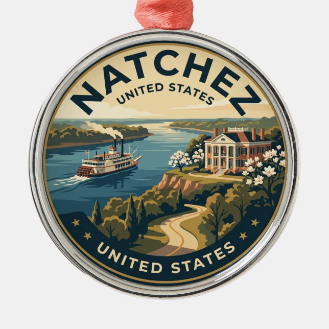 Natchez Mississippi Metal Tree Decoration (Front)