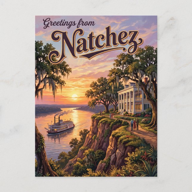 Natchez Mississippi Postcard (Front)