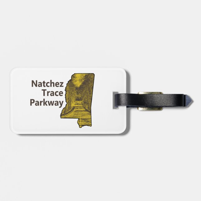 Natchez Trace Parkway Mississippi Map Luggage Tag (Back Horizontal)