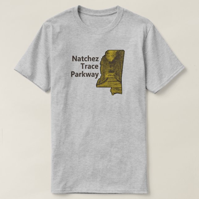 Natchez Trace Parkway Mississippi Map T-Shirt (Design Front)