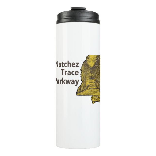 Natchez Trace Parkway Mississippi Map Thermal Tumbler (Front)