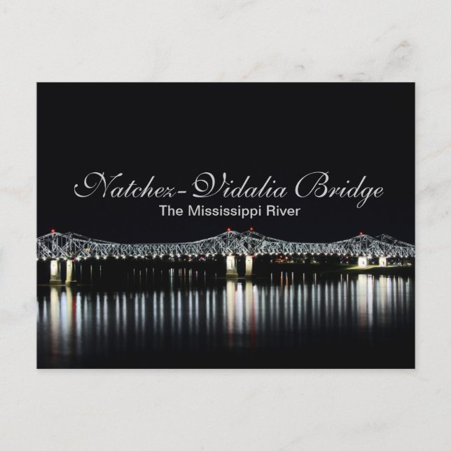 Natchez-Vidalia Bridge - Mississippi River Postcard (Front)