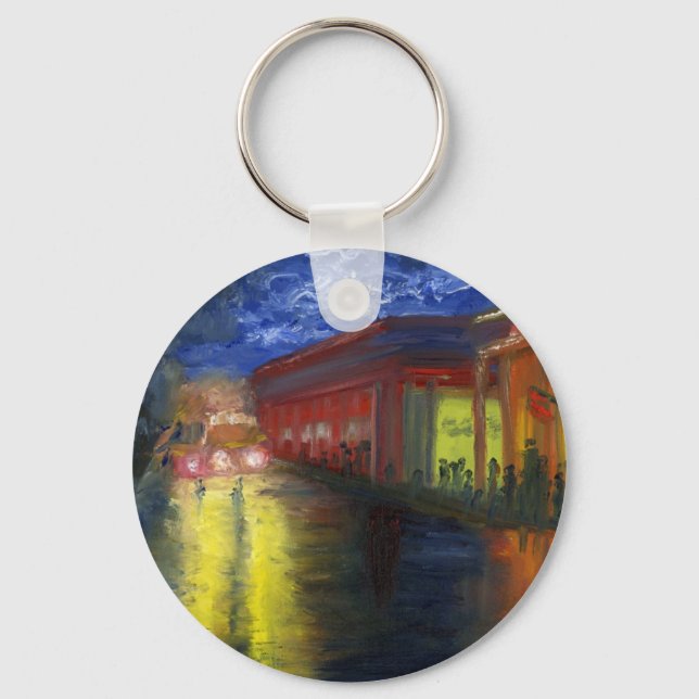 Natchitoches, Louisiana at Night Key Ring (Front)