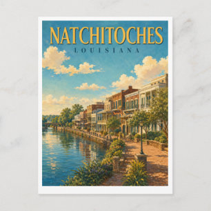 Natchitoches Louisiana Front Street GeoSaga Postcard